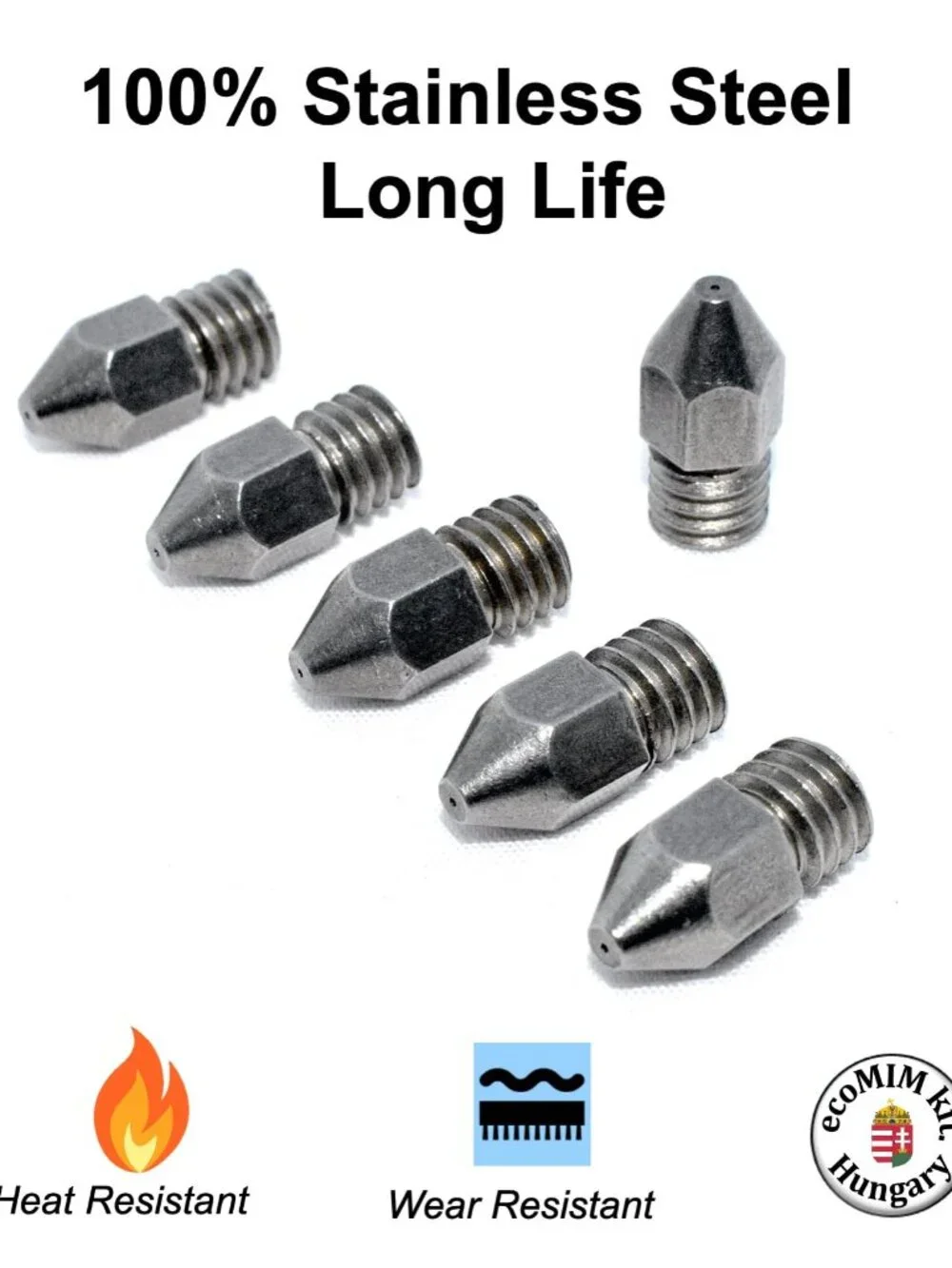 0.4mm 3D Printer Nozzles Wear Resistant Stainless Steel Count of 6 (0.4mm)